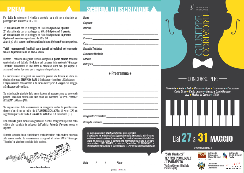 Oto-Oto Grafica e Web Design esterno pamphlet per concorso musicale giuseppe tricarico