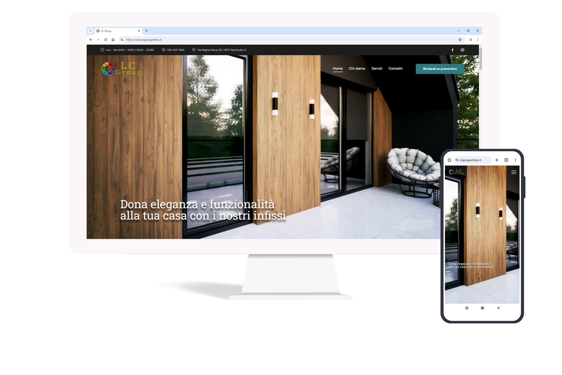 Lc Group infissi immagine sito web responsive grafica by www.oto-oto.it