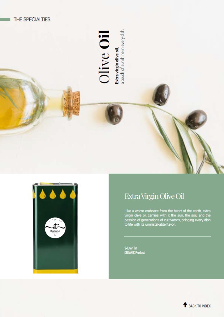 Grafica e Web design di oto-oto una pagina esempio in inglese del Catalogo Italiano fine food