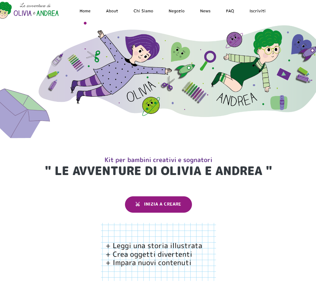 home page img del sito www.leavventuredioliviaeandrea.it web design by oto-oto.it